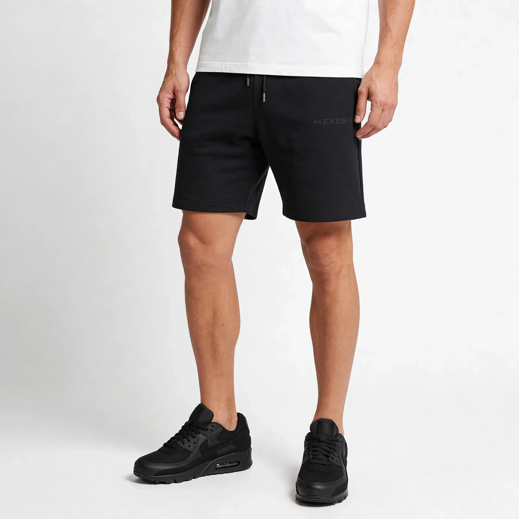 Fleece Shorts Black Logo